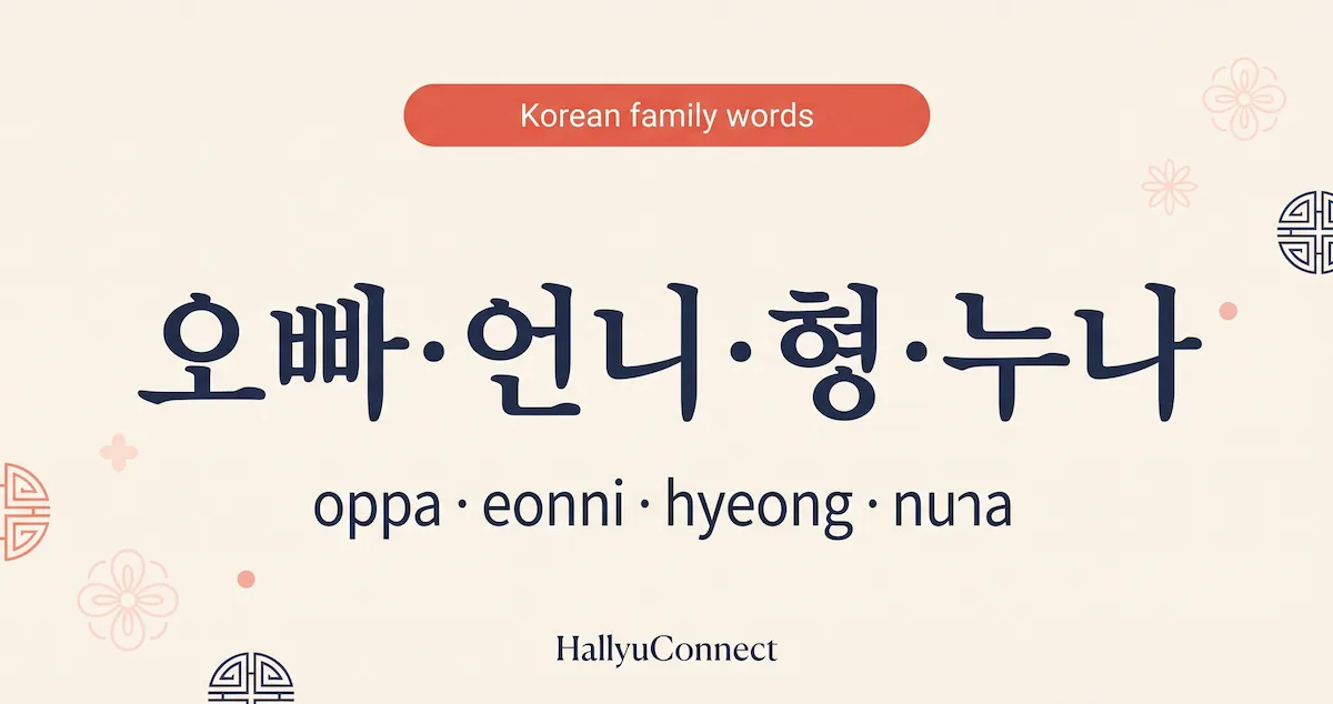 오빠 언니 형 누나 Korean family words study card